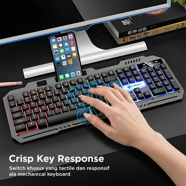 Игровая клавиатура K-25 проводная мембранная USB RGB подсветка полноразмерная с мультимедийными клавишами для ПК геймерская черная