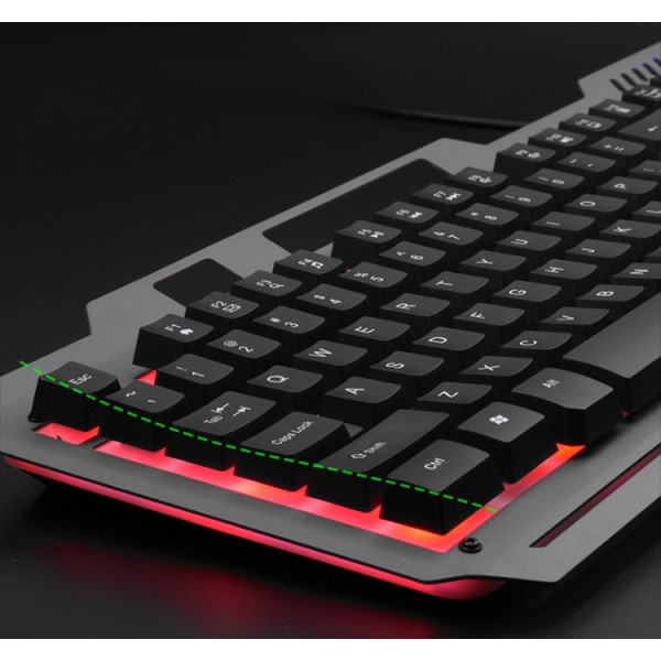 Игровая клавиатура K-25 проводная мембранная USB RGB подсветка полноразмерная с мультимедийными клавишами для ПК геймерская черная