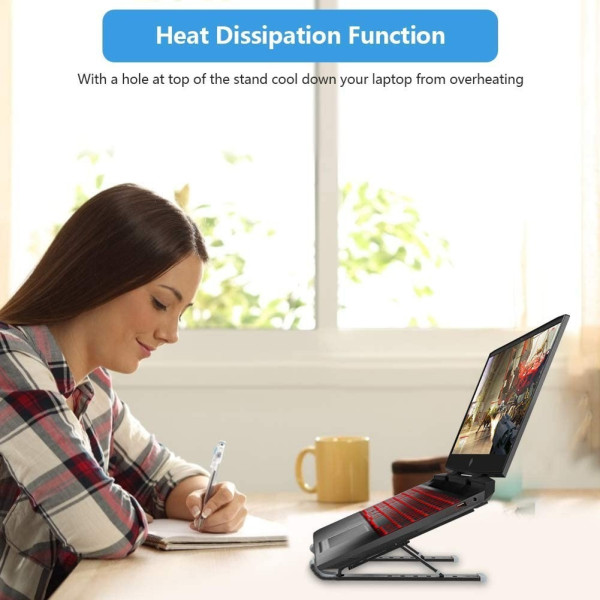Подставка для ноутбука Laptop Stand N3 складная регулируемая металлическая для ноутбуков 11-15.6 дюймов с чехлом черная