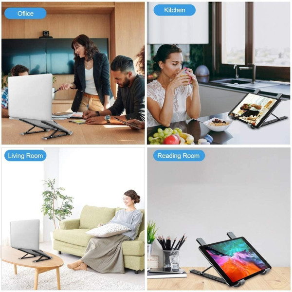 Подставка для ноутбука Laptop Stand N3 складная регулируемая металлическая для ноутбуков 11-15.6 дюймов с чехлом черная