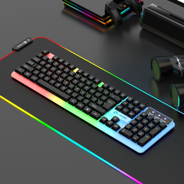 Игровой комплект GTX350 клавиатура и мышь проводные USB RGB подсветка для ПК и ноутбука черный