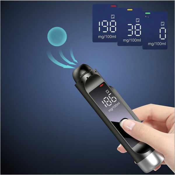 Алкотестер 3 в 1 цифровой с номером телефона для парковки аварийным молотком LED дисплеем USB Type-C черный