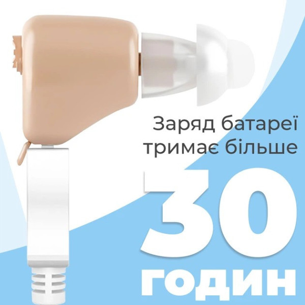Слуховой аппарат AXON K-88 аккумуляторный заушной усилитель звука с зарядным устройством и набором вкладышей бежевый