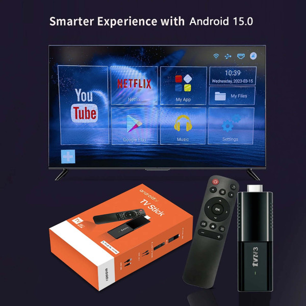Смарт ТВ приставка TVR3 Stick 4K Android 11 мультимедийный медиаплеер с поддержкой HDR Dolby Vision Wi-Fi Bluetooth черный