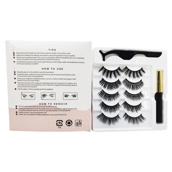 Набор магнитных ресниц Magnetic Eyeliner & EyelashesAND5509 с подводкой и многократными ресницами 5 пар черный