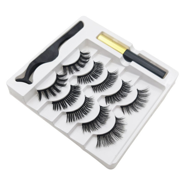 Набор магнитных ресниц Magnetic Eyeliner & EyelashesAND5509 с подводкой и многократными ресницами 5 пар черный