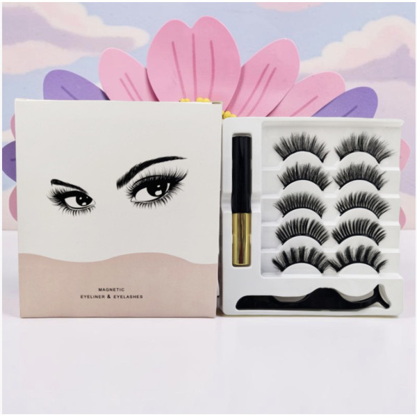 Набор магнитных ресниц Magnetic Eyeliner & EyelashesAND5509 с подводкой и многократными ресницами 5 пар черный
