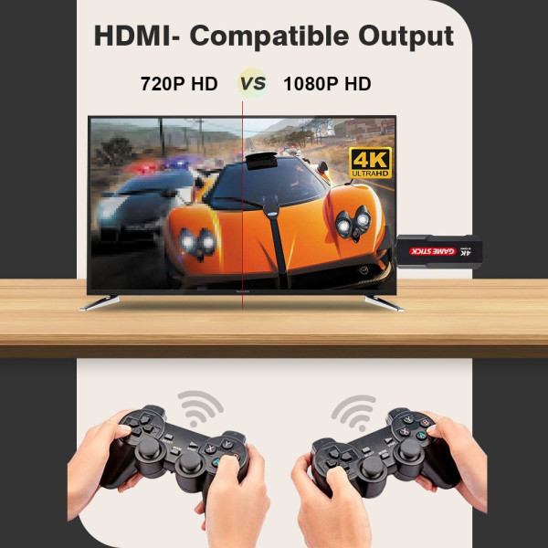 Игровая приставка X2 64GB ретро консоль 30000+ игр 4K HDMI с двумя беспроводными джойстиками черная