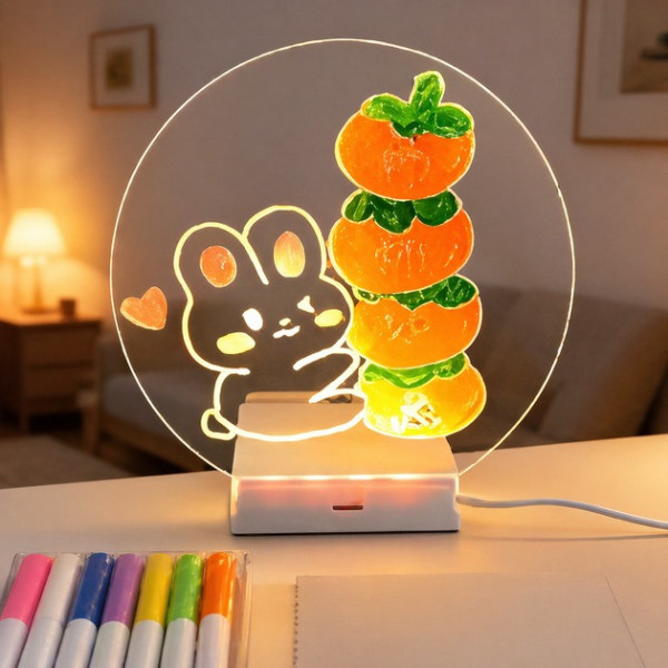 Светильник ночник AND 5803 LED доска для заметок круглая 20 см с USB питанием и маркером
