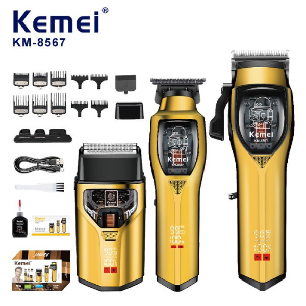 Набор для стрижки Kemei KM-8567 AND машинка триммер и электробритва с LED дисплеем 11 насадок