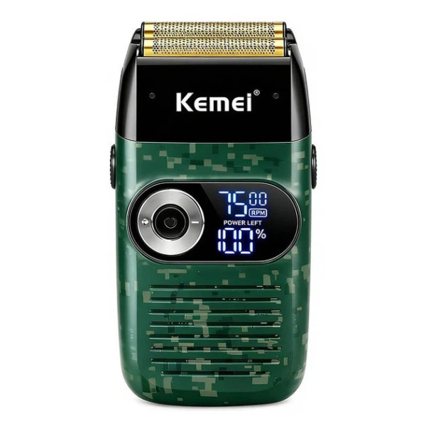 Электробритва мужская Kemei KM-2027 аккумуляторная с LED дисплеем, влагозащитой IPX5 и двойной сеткой
