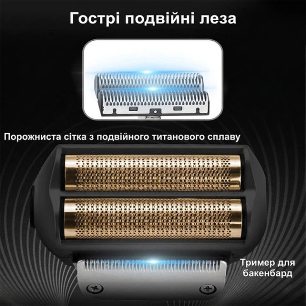 Электробритва мужская Kemei KM-2027 аккумуляторная с LED дисплеем, влагозащитой IPX5 и двойной сеткой