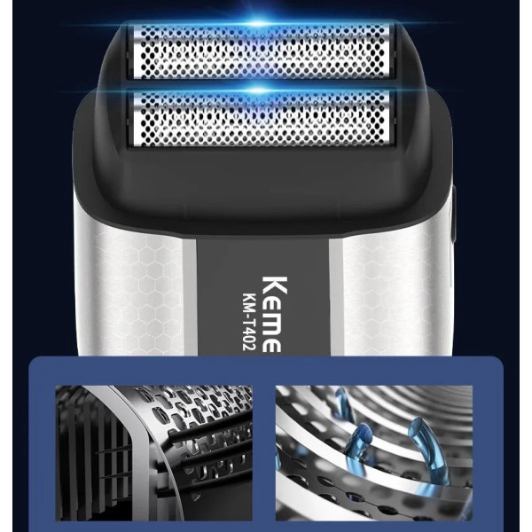 Электробритва Kemei KM-T402 сеточная с LED дисплеем, IPX7 и Type-C зарядкой
