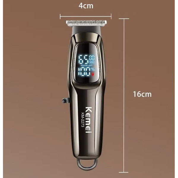 Машинка для стрижки волос Kemei KM-2273 аккумуляторная с USB Type-C, 3 насадками и автономностью до 180 минут