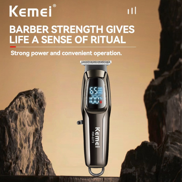 Машинка для стрижки волос Kemei KM-2273 аккумуляторная с USB Type-C, 3 насадками и автономностью до 180 минут