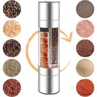 Ручная мельница для специй Duo Grinder двусторонняя, перцемолка и солемолка со стеклянным корпусом и регулировкой помола