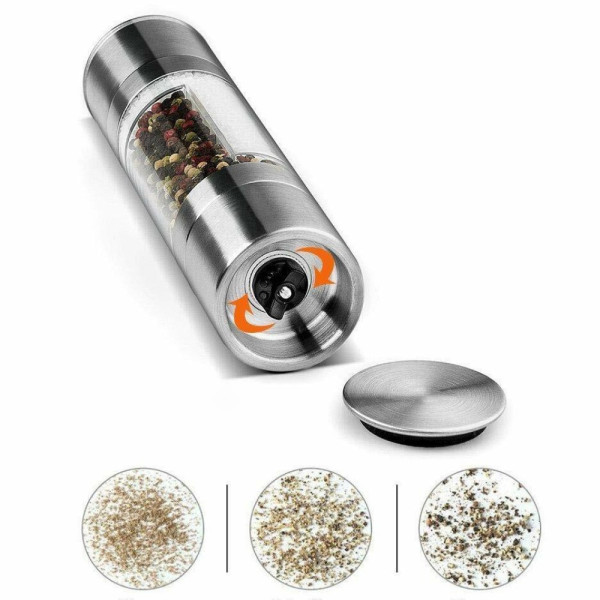 Ручная мельница для специй Duo Grinder двусторонняя, перцемолка и солемолка со стеклянным корпусом и регулировкой помола