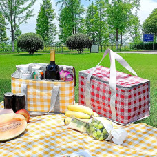 Термосумка для пикника AND LY-1228 в клетку сумка холодильник для продуктов и напитков 35×20×20 см
