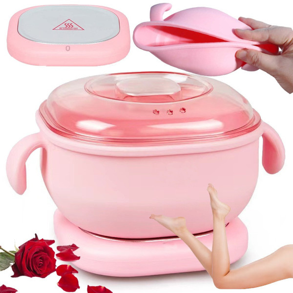 Воскоплав Wax Kettle AND651 400 мл для разогрева воска, компактный аппарат для депиляции с силиконовой чашей, розовый