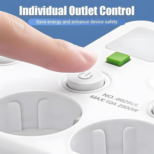 Сетевой адаптер розетки AND F03 White удлинитель без кабеля с 2 розетками 2 USB и Type C