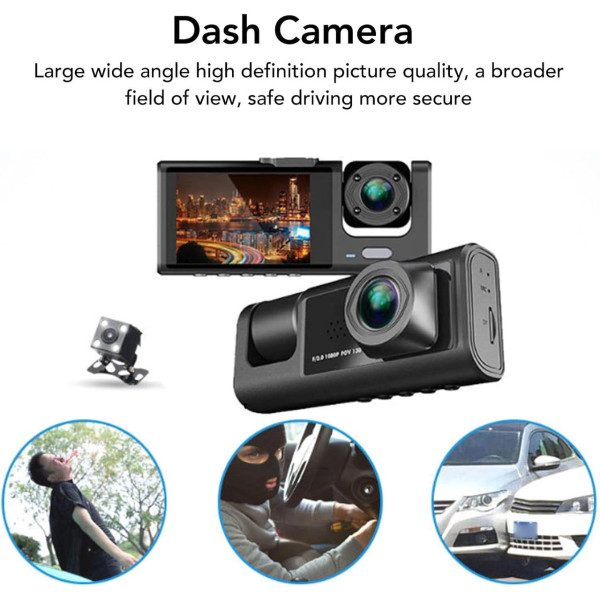 Видеорегистратор AND Z37 с 3 камерами Full HD 1080P, автомобильный DVR регистратор с передней и задней камерой