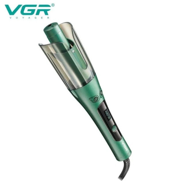 Стайлер-плойка VGR V-583 для автоматической завивки волос с LED дисплеем и керамическим покрытием Зеленая