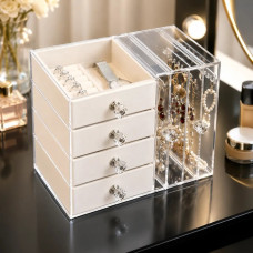 Шкатулка для хранения ювелирных украшений Makeup Box XL-1831 многоуровневая с выдвижными ящиками и отдельными отделениями