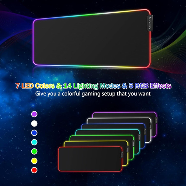 Игровой коврик для мыши с RGB подсветкой 30×70 см XL-1747 большой геймерский коврик для клавиатуры и мыши