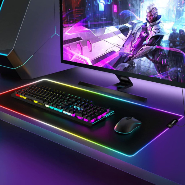 Игровой коврик для мыши с RGB подсветкой 30×70 см XL-1747 большой геймерский коврик для клавиатуры и мыши