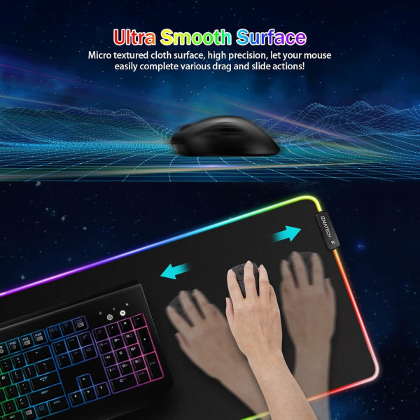 Игровой коврик для мыши с RGB подсветкой 30×70 см XL-1747 большой геймерский коврик для клавиатуры и мыши