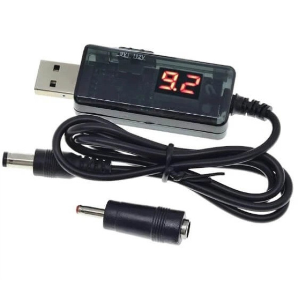 Кабель питания для Wi-Fi роутера USB-DC AND 5765 9V/12V с переключателем напряжения и дисплеем для роутера модема ONU от повербанк