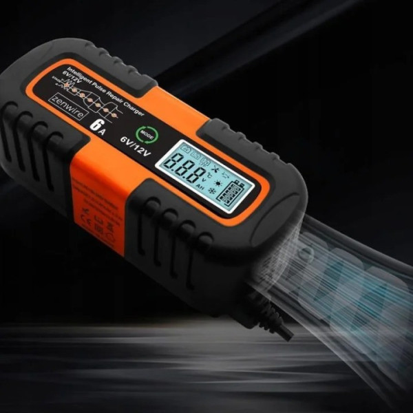Автоматическое зарядное устройство Charger 6V/12V для автомобильных аккумуляторов с LCD дисплеем режимом восстановления