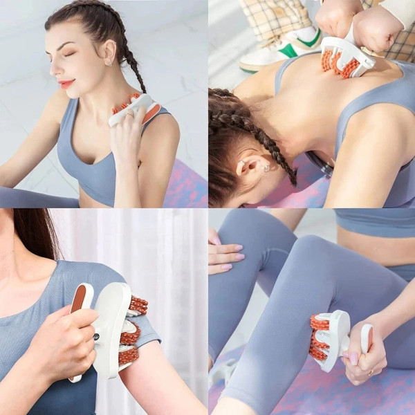 Антицеллюлитный ручной массажер роликовый ROLLER MASSAGER LY-348 для шеи, спины, плеч, рук и ног лимфодренажный