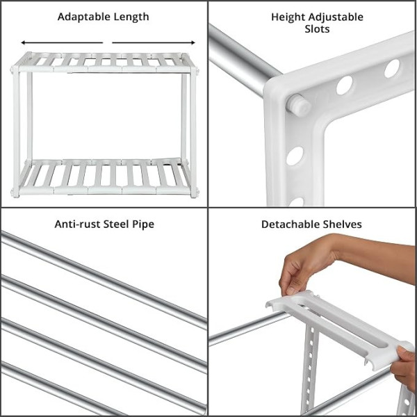 Регулируемая кухонная полка для хранения Kitchen Rack 38–70 см выдвижная стеллажная система под раковину органайзер для кухни белы