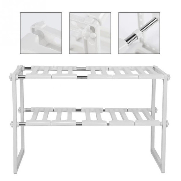 Регулируемая кухонная полка для хранения Kitchen Rack 38–70 см выдвижная стеллажная система под раковину органайзер для кухни белы