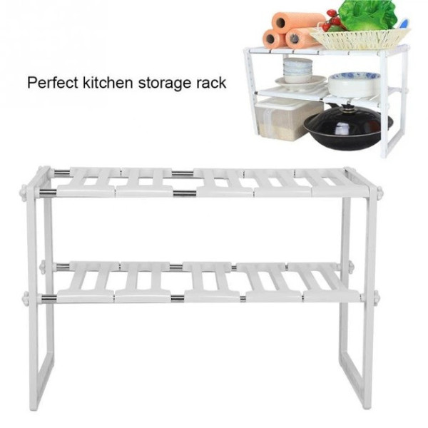 Регулируемая кухонная полка для хранения Kitchen Rack 38–70 см выдвижная стеллажная система под раковину органайзер для кухни белы