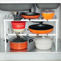 Регулируемая кухонная полка для хранения Kitchen Rack 38–70 см выдвижная стеллажная система под раковину органайзер для кухни белы