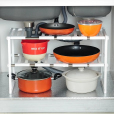 Регулируемая кухонная полка для хранения Kitchen Rack 38–70 см выдвижная стеллажная система под раковину органайзер для кухни белы