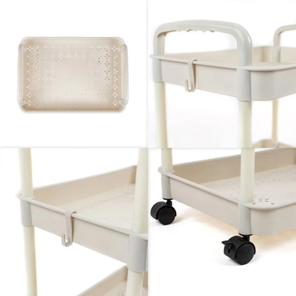 Этажерка на колесах 3-х ярусная пластиковая для хранения Kitchen Storage Rack органайзер для кухни ванной офиса 41×25×72 см