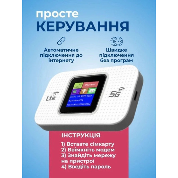 Портативный 4G/5G Wi-Fi роутер с экраном и аккумулятором 3000 мАч, мобильный модем с SIM-картой на 10 устройств