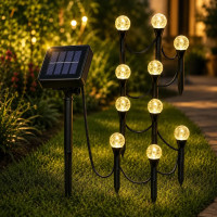 Садовая гирлянда на солнечной батарее 11,73 м 100 LED с шариками-пузырьками, теплый белый свет для сада и террасы