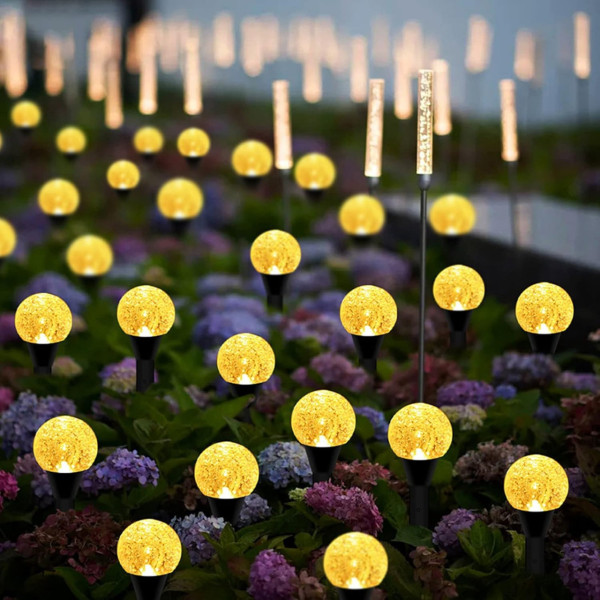 Садовая гирлянда на солнечной батарее 11,73 м 100 LED с шариками-пузырьками, теплый белый свет для сада и террасы