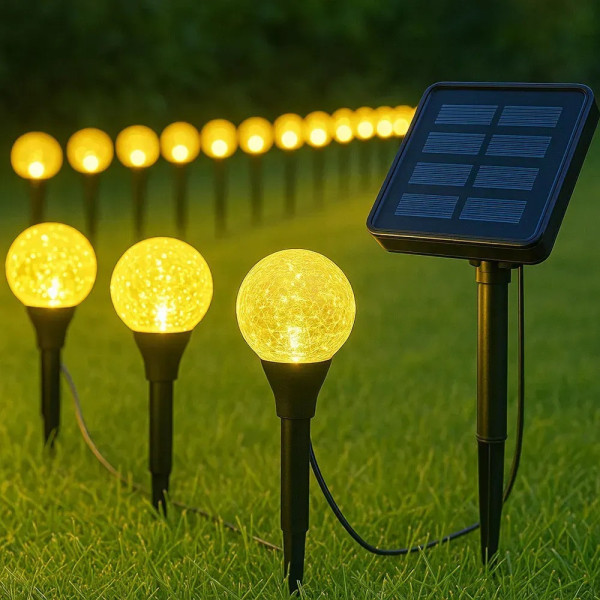 Садовая гирлянда на солнечной батарее 11,73 м 100 LED с шариками-пузырьками, теплый белый свет для сада и террасы