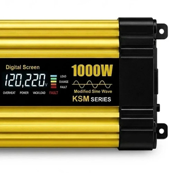 Преобразователь напряжения KSM 1000W 12V LCD + 2 USB, автомобильный инвертор 12В 220В с дисплеем