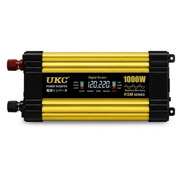 Преобразователь напряжения KSM 1000W 12V LCD + 2 USB, автомобильный инвертор 12В 220В с дисплеем