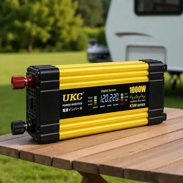 Преобразователь напряжения KSM 1000W 12V LCD + 2 USB, автомобильный инвертор 12В 220В с дисплеем