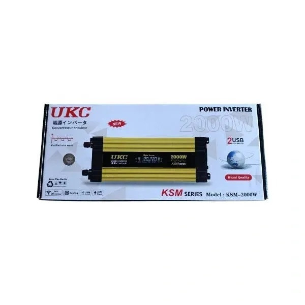 Преобразователь напряжения KSM 2000W 12V LCD + 2 USB, автомобильный инвертор 12В 220В с дисплеем