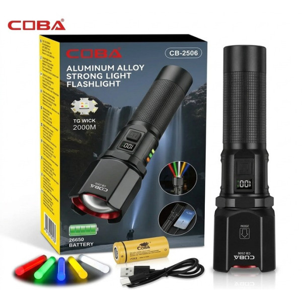 Фонарик ручной аккумуляторный Coba CB-2506 LED с 5 режимами свечения USB портативный карманный светильник