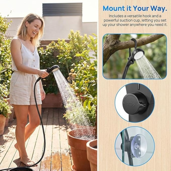 Портативный душ Electric Outdoor Shower с аккумулятором 2400 mAh, LED-дисплеем температуры и USB зарядкой