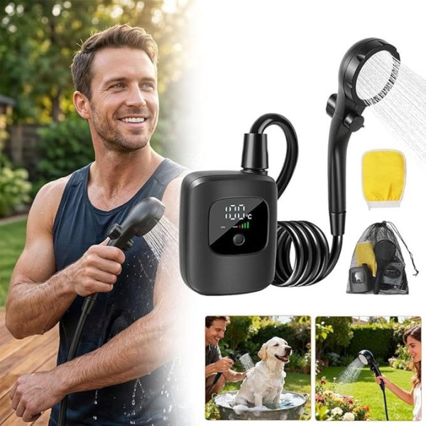 Портативный душ Electric Outdoor Shower с аккумулятором 2400 mAh, LED-дисплеем температуры и USB зарядкой